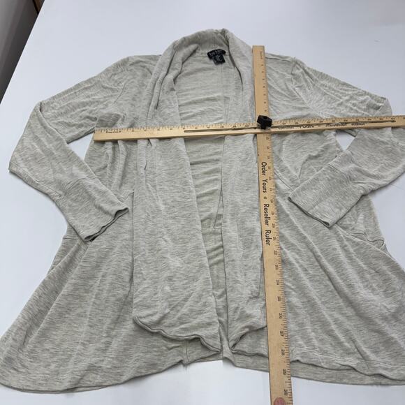 Nicole Miller Cardigan Womens Medium Grey Open Front Knit Sweater Pockets - Picture 5 of 8